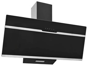 vidaXL Exaustor de parede 90 cm aço inoxidável e vidro temperado preto