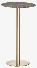 Mesa Alta De Bar Redonda Ø60 Cm Em Pedra Natural Xiren Mármore Castanho Emperador - Dourado Escovado - Sklum