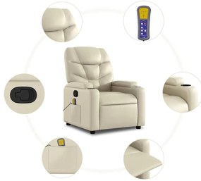 Poltrona de massagens reclinável couro artificial cor creme