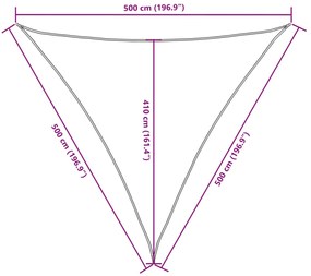 Guarda-sol em tecido Oxford triangular 5x5x5 m creme