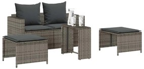 5 pcs conjunto sofás de jardim c/ almofadões empilhável vime PE