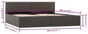 Cama hidráulica c/ arrumação 180x200cm couro artificial cinza