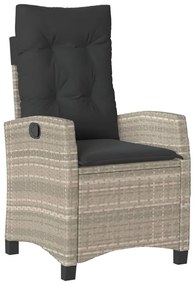 7 pcs conj. jantar p/ jardim c/ almofadões vime PE cinza-claro