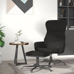 vidaXL Cadeira de descanso com banco tecido preto