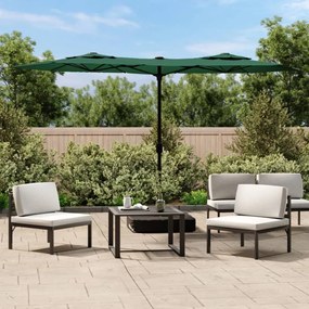 Guarda-sol de jardim com cabeça dupla 316x240 cm verde