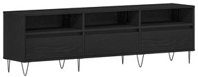 Armário de TV vidaXL Preto Carvalho 150x30x44,5 cm Madeira engenheirad