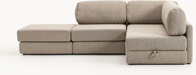 Sofá-cama de canto em bouclé com arrumação Ladina (3 lugares)