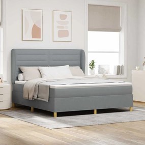 Cama Box Spring vidaXL com Colchão Cinza Claro 180x200 cm Tecido