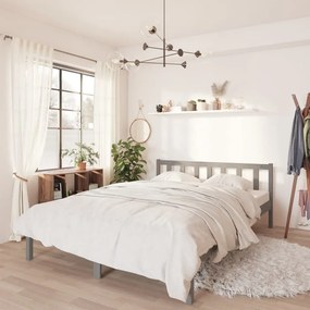 vidaXL Estrutura de cama em pinho maciço 160x200 cm cinzento