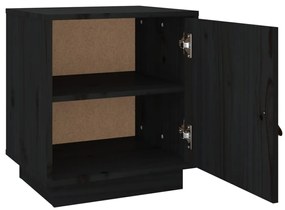Mesa de cabeceira 40x34x45 cm madeira de pinho maciça preto