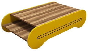 Mesa de Centro Cool – Nogueira e Amarelo – 120x30x63,6 cm