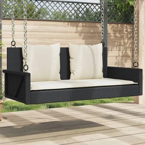 Banco baloiço com almofadões 119x56x48 cm vime PE preto