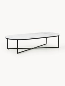 Mesa de centro oval com tampo de vidro com aspeto de mármore Antigua