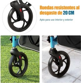 Andador idosos de alumínio dobrável leve ajustável com bolsa de armazenamento para idosos e adultos 74 x 54 x 82-95 cm Azul
