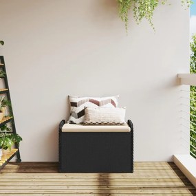 Banco de arrumação com almofadão 80x51x52 cm vime PE preto