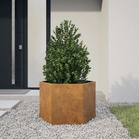 vidaXL Vaso floreira de jardim hexagonal 69x60x45cm resistência ao aço