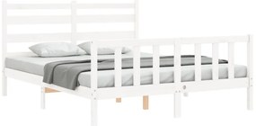 Cama sem colchão 160x200 cm madeira de pinho maciça branco