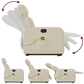 Poltrona elevatória de massagens tecido cor creme