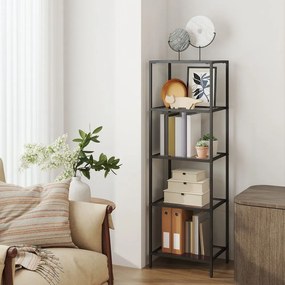 Estante de arrumação de vidro, aço com 5 prateleiras 35 x 40 x 124,5 cm preto