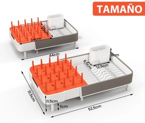 Escorredor de louça, secagem de pratos extensível com suporte removível e barras verticais Escorredor de pratos de parte dupla para cozinha Branco e L