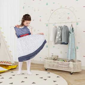 Guarda roupa para crianças com 3 alturas ajustáveis com rodas Armarios de livros de histórias com cesto Branco