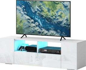 Móvel de TV, 137 x 35 x 42 cm, Iluminação LED, Branco