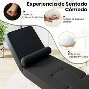 Cadeira de jogos chão com encosto ajustável em 5 níveis Apoio para os pés e mesa confortável Preto
