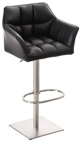 Banco de bar Damaso em couro sintético e estrutura prateada 64 x 88-113 x 45 cm Preto