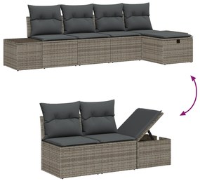 Conjunto de Sofá de Jardim de 6 Peças com Almofadas Cinza de Rattan Po