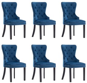 Cadeiras de jantar 6 pcs veludo azul