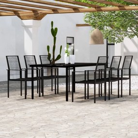 vidaXL 7 pcs conjunto de jantar para jardim preto