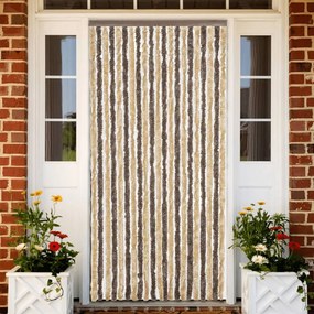 vidaXL Cortina anti-insetos 100x200 cm chenille castanho-escuro e bege