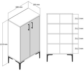 Sapateira Prag – Nogueira – 60 x 111 x 35 cm