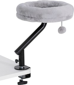 Cama de secretária para gatos com rotação de 360° e altura ajustável, cama para gatos lavável com bola de brincar, 35 x 35 x 48 cm, cinzento