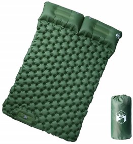 vidaXL Colchão de campismo autoinsuflável c/ almofadas 2 pessoas verde