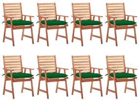 Cadeiras de jantar p/ jardim 8 pcs c/ almofadões acácia maciça