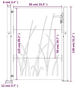 Portão de jardim 105x130 cm aço corten design erva