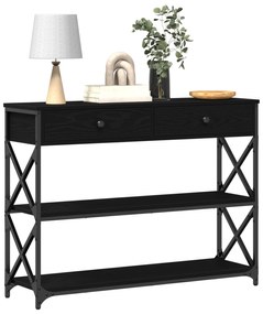 Mesa de Consola vidaXL Preto Carvalho 100x28x75 cm Madeiras Reformadas