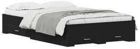 Cama com Gavetas vidaXL Carvalho Preto 120x190 cm Madeira de Engenhari