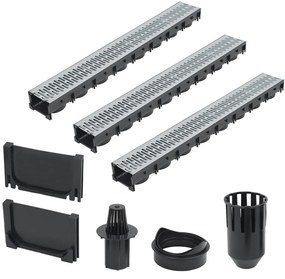 vidaXL Canais de drenagem 3 pcs aço galvanizado 3 m