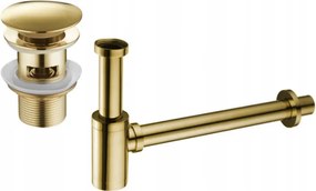 Mexen meia-sifão de lavatório redondo com tampa clique-clique, com descarregador, dourado - 7992050-50