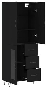 Armário alto 69,5x34x180 cm derivados de madeira preto