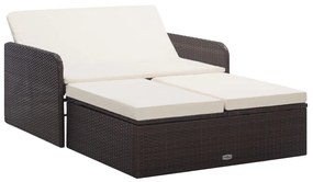 vidaXL 2 pcs conjunto lounge jardim c/ almofadões vime PE castanho