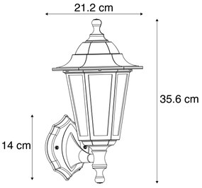 LED Candeeiro de parede exterior inteligente preto IP44 com WiFi ST64 - New Haven Clássico / Antigo,Country / Rústico