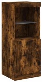 Aparador com luzes LED 162x37x100 cm carvalho fumado