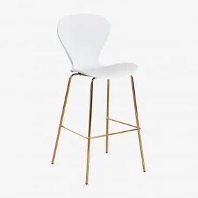 Taburete Alto Fora Branco & ↑76 Cm & Dourado - Sklum