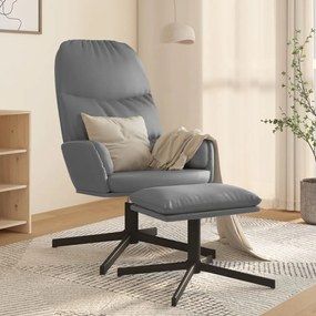 3097411 vidaXL Cadeira de descanso c/ banco couro artificial cinzento