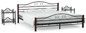 Estrutura cama c/ 2 mesas de cabeceira metal preto 180x200cm