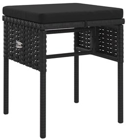 6 pcs conjunto lounge de jardim c/ almofadões vime PE preto