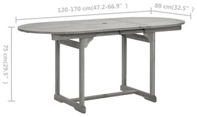 Mesa de jantar p/ jardim (120-170)x80x75 cm acácia maciça